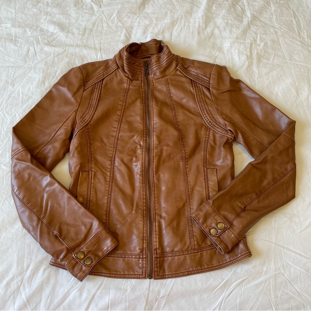 Le Château Brown Faux Leather Jacket